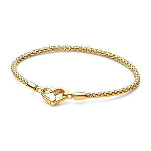 Pandora 14K Gold Plated Studded Chain Bracelet 9”
